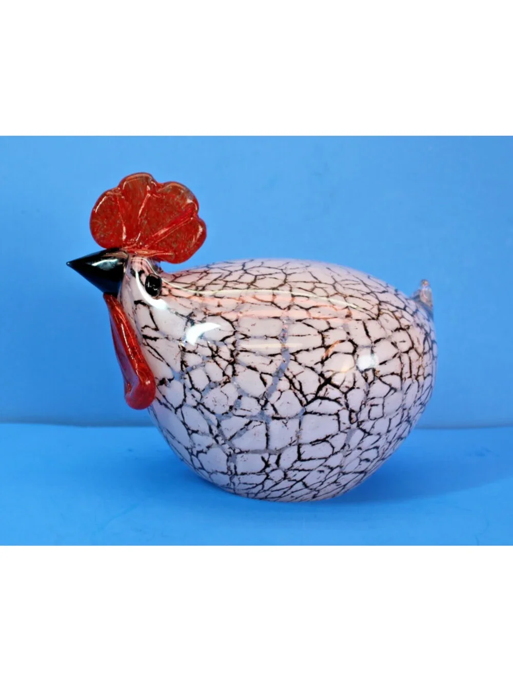 Vtg Hand Blown Glass Rooster Chicken Figurine 7x6